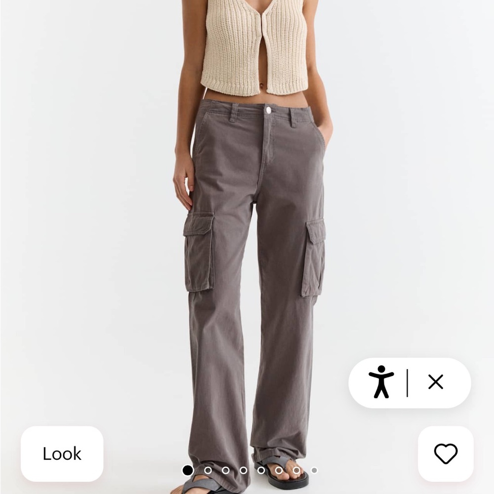 Pull and bear cargo pants, PETITE size 24, dark gray